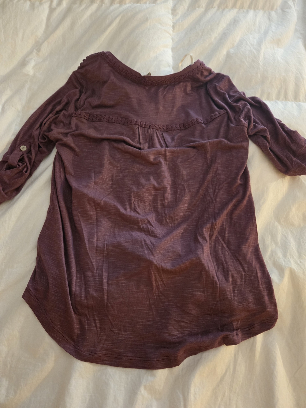 Lightweight Plum Button-Front Women's Top - Picture 7 of 7